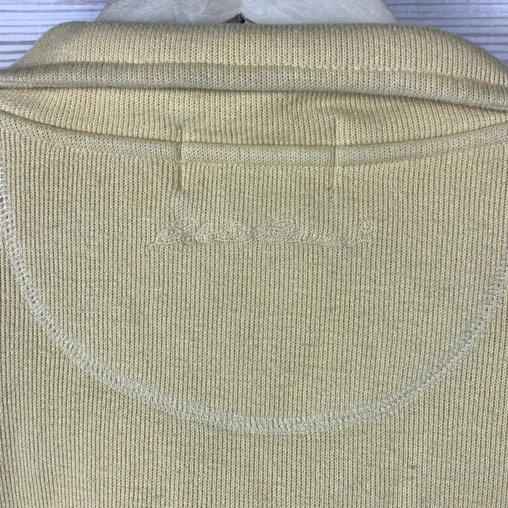 VTG Eddie Bauer 1/4 Zip Pullover Men Medium Yellow Ribbed Sweater Preppy Outdoor